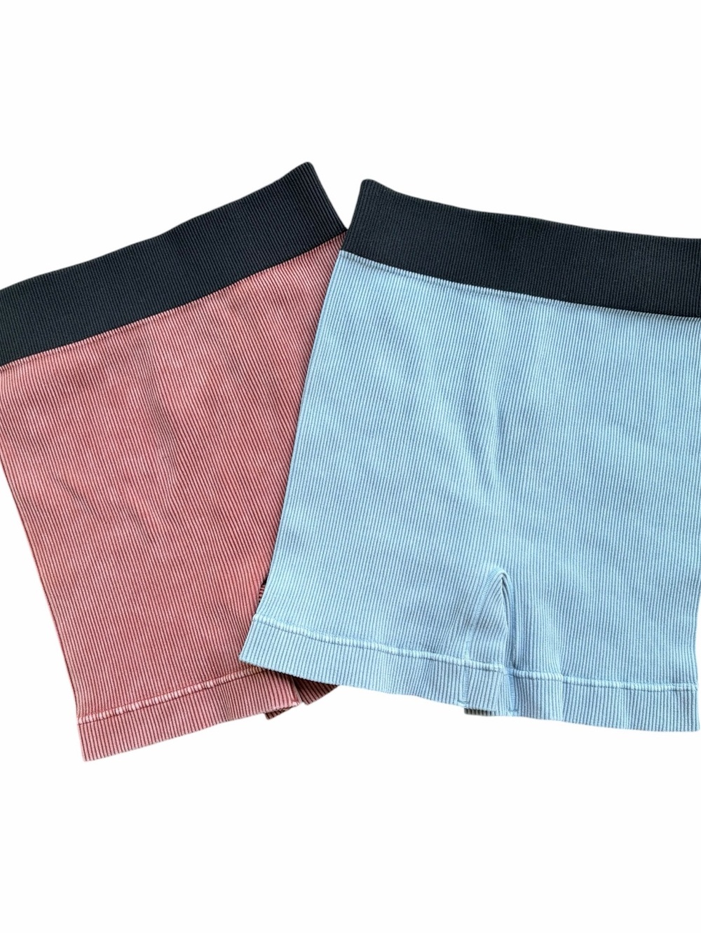 Zenana Mineral Washed Ribbed Seamless Shorts Bundle (Set of 2)